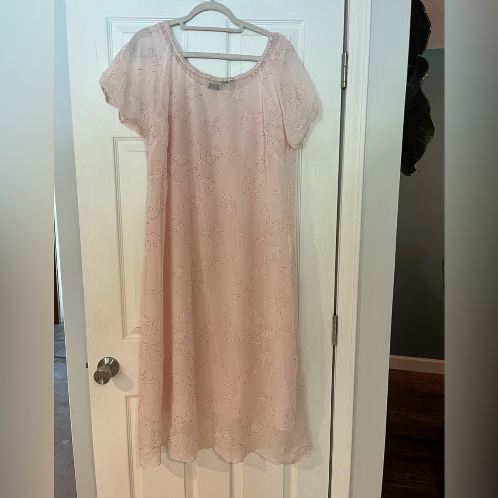 SILENCE VINTAGE PINK CHIFFON MAXI DRESS WITH UNDERLAY